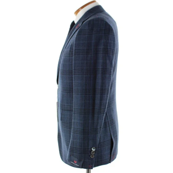 Cardinal of Canada NWT Wool Sport Coat Size 38S US In Blue & Black Plaid